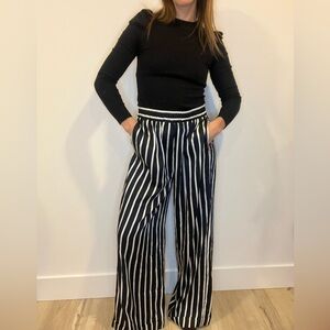 Halogen Black and White Striped Wide Leg Pants